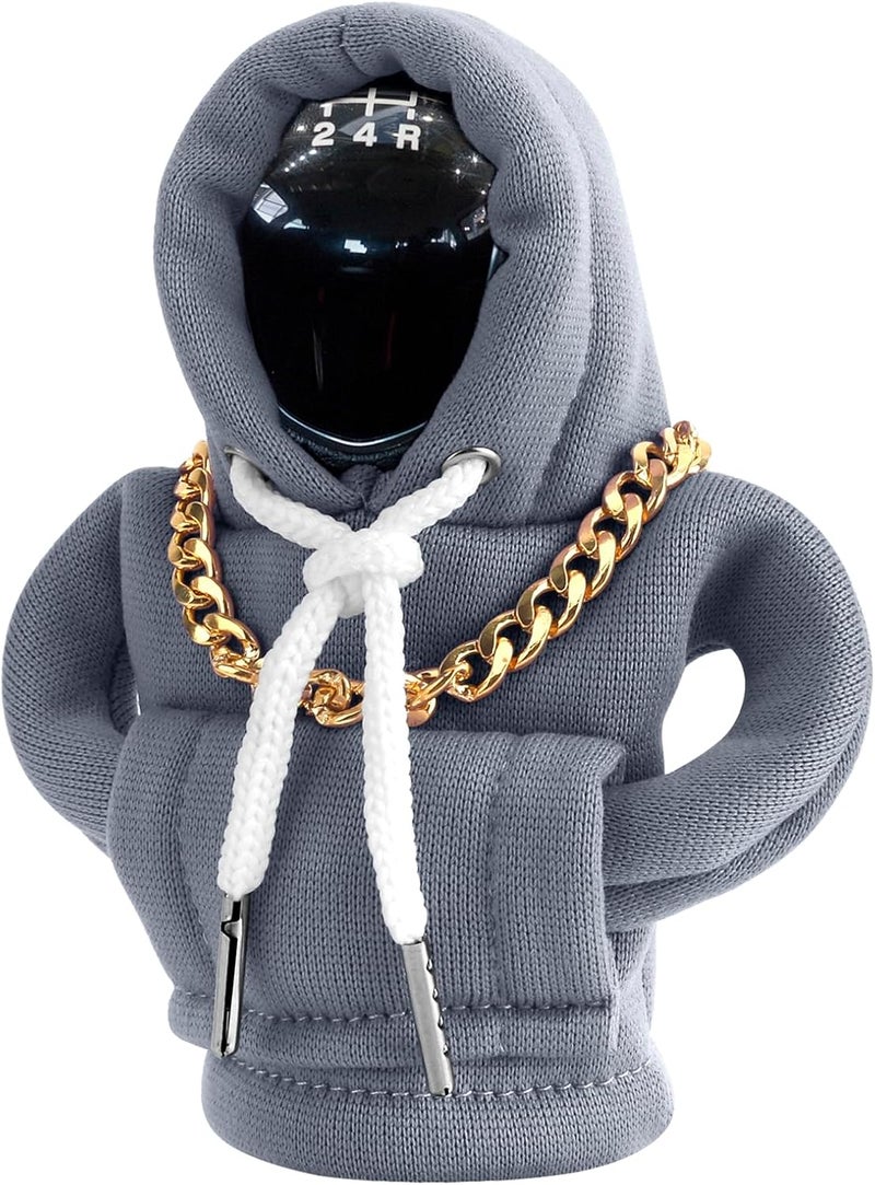 PLALEI Gear Shift Hoodie, Funny Car Gear Shift Cover, Cute Car Shift Knob Hoodie, Automotive Interior Accessories, Universal Fit Knob Cover Gift (Gray) - Image 1